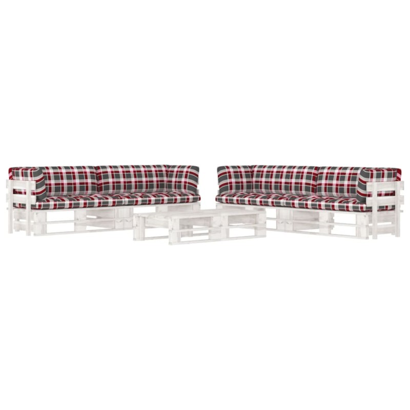 vidaXL Set Divani in Pallet con Cuscini 6 pz in Pino Impregnato Bianco vidaXL Set Divani in Pallet con Cuscini 6 pz in Pino Impregnato Bianco