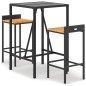 vidaXL Set Bar Giardino 3 pz Nero Polyrattan e Legno Massello Acacia vidaXL Set Bar Giardino 3 pz Nero Polyrattan e Legno Massello Acacia