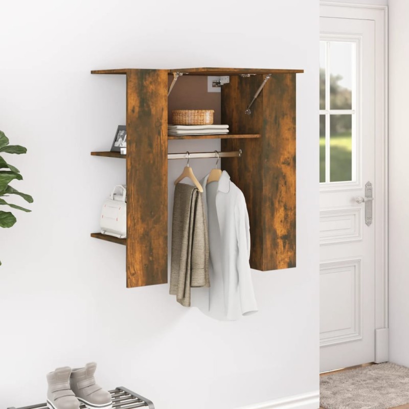 Scaffale da Ingresso Rovere Fumo 97,5x37x99cm Legno Multistrato Scaffale da Ingresso Rovere Fumo 97,5x37x99cm Legno Multistrato