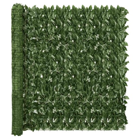 vidaXL Paravento da Balcone con Foglie Verde Scuro 500x150 cm