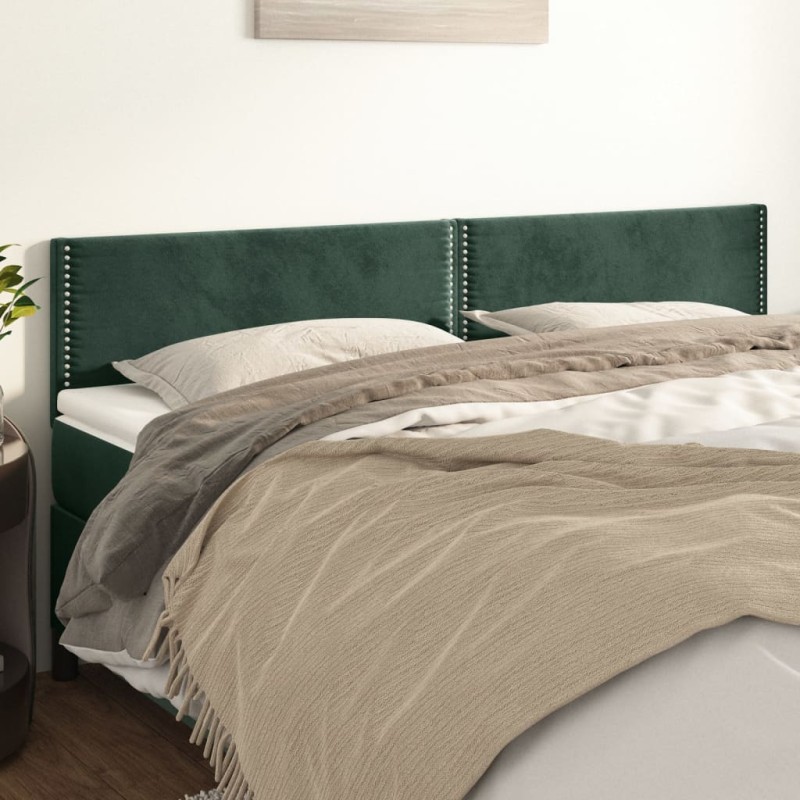 vidaXL Testiera 2 pz Verde Scuro 80x5x78/88 cm in Velluto vidaXL Testiera 2 pz Verde Scuro 80x5x78/88 cm in Velluto