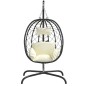 vidaXL Sedia Uovo Sospesa con Cuscino Bianco Crema Polyrattan Acciaio vidaXL Sedia Uovo Sospesa con Cuscino Bianco Crema Polyrattan Acciaio