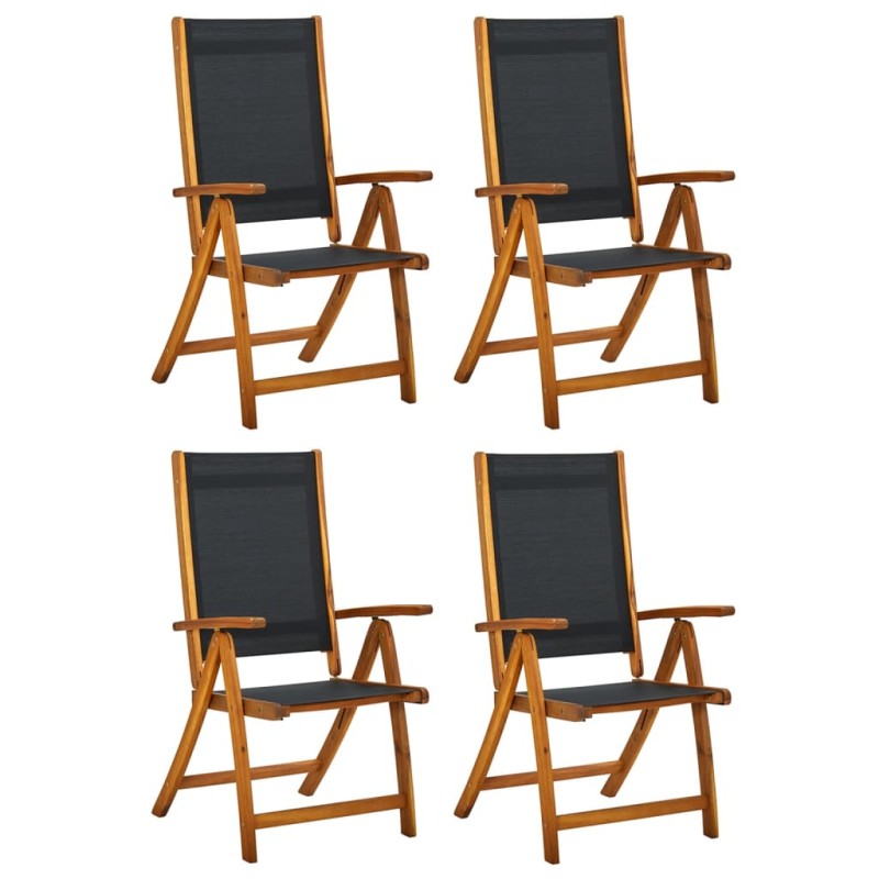 vidaXL Sedie Giardino Pieghevoli 4pz Legno Massello Acacia e Textilene vidaXL Sedie Giardino Pieghevoli 4pz Legno Massello Acacia e Textilene