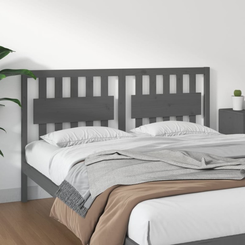 Testiera per Letto Grigia 155,5x4x100 cm Legno Massello di Pino Testiera per Letto Grigia 155,5x4x100 cm Legno Massello di Pino