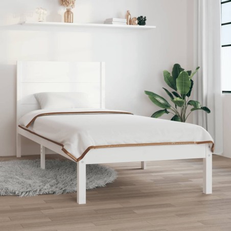 vidaXL Giroletto Bianco in Legno Massello 75x190 cm Small Single
