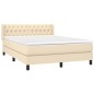 vidaXL Giroletto a Molle con Materasso Crema 140x19 cm in Tessuto