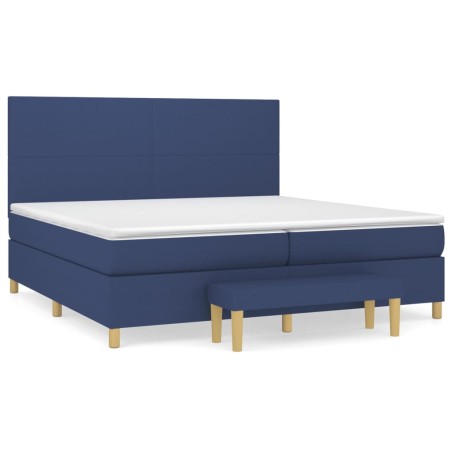 vidaXL Giroletto a Molle con Materasso Blu 200x200 cm in Tessuto