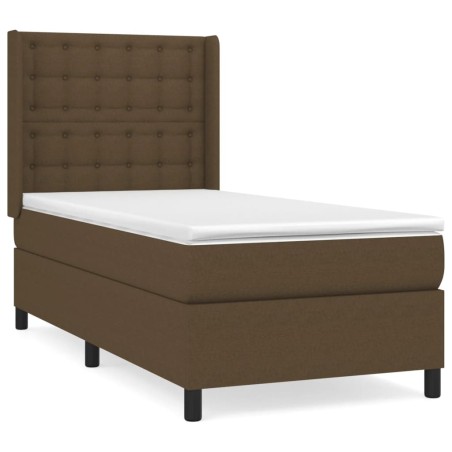 vidaXL Giroletto a Molle con Materasso Marrone Scuro 90x190cm Tessuto