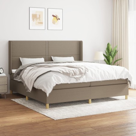 vidaXL Giroletto a Molle con Materasso Tortora 200x200 cm in Tessuto