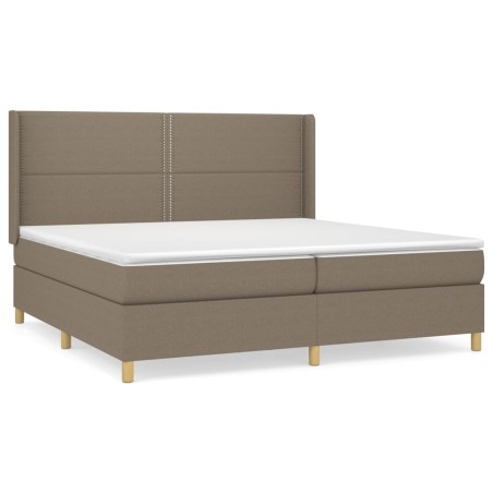 vidaXL Giroletto a Molle con Materasso Tortora 200x200 cm in Tessuto