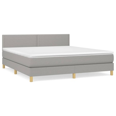 vidaXL Giroletto a Molle con Materasso Grigio Chiaro160x200 cm Tessuto