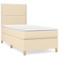 vidaXL Giroletto a Molle con Materasso Crema 100x200 cm in Tessuto