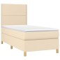 vidaXL Giroletto a Molle con Materasso Crema 100x200 cm in Tessuto