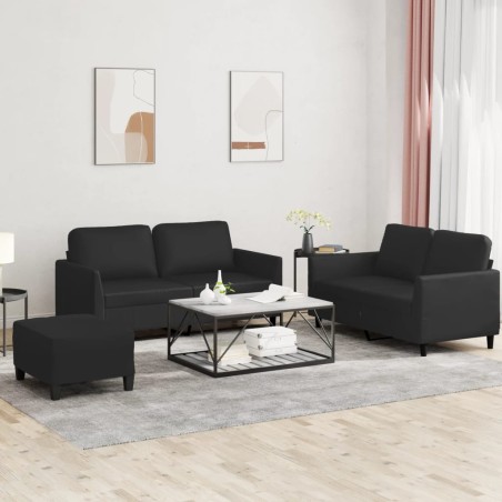 vidaXL Set di Divani 3 pz con Cuscini Nero in Similpelle