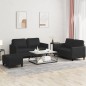 vidaXL Set di Divani 3 pz con Cuscini Nero in Similpelle vidaXL Set di Divani 3 pz con Cuscini Nero in Similpelle