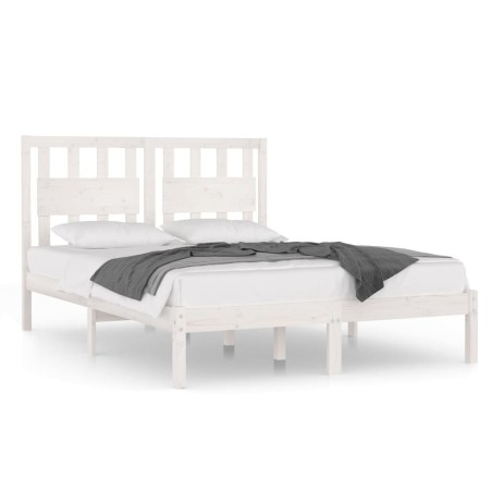 vidaXL Giroletto Bianco Legno Massello di Pino 120x190cm Small Double
