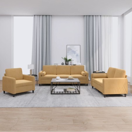 vidaXL Set di Divani 3 pz con Cuscini Marrone in Velluto