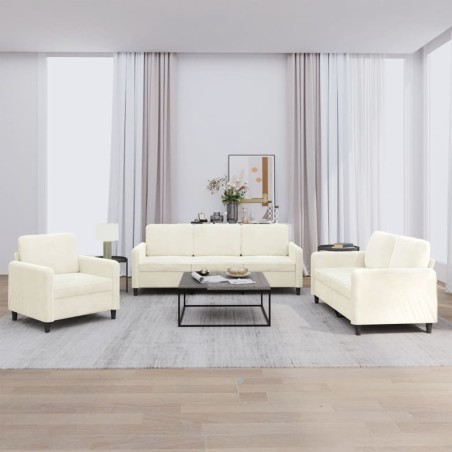 vidaXL Set di Divani 3 pz Crema in Velluto