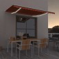 vidaXL Tenda da Sole Retrattile Manuale LED 450x350 cm Arancio Marrone vidaXL Tenda da Sole Retrattile Manuale LED 450x350 cm Arancio Marrone