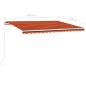 vidaXL Tenda da Sole Retrattile Manuale LED 450x350 cm Arancio Marrone vidaXL Tenda da Sole Retrattile Manuale LED 450x350 cm Arancio Marrone
