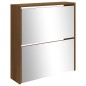 Scarpiera con Specchio a 2 Livelli Rovere marrone 63x17x67 cm Scarpiera con Specchio a 2 Livelli Rovere marrone 63x17x67 cm