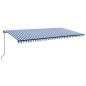vidaXL Tenda da Sole Retrattile Manuale con LED 600x300cm Blu e Bianco vidaXL Tenda da Sole Retrattile Manuale con LED 600x300cm Blu e Bianco