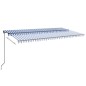 vidaXL Tenda da Sole Retrattile Manuale con LED 600x300cm Blu e Bianco vidaXL Tenda da Sole Retrattile Manuale con LED 600x300cm Blu e Bianco