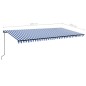 vidaXL Tenda da Sole Retrattile Manuale con LED 600x300cm Blu e Bianco vidaXL Tenda da Sole Retrattile Manuale con LED 600x300cm Blu e Bianco