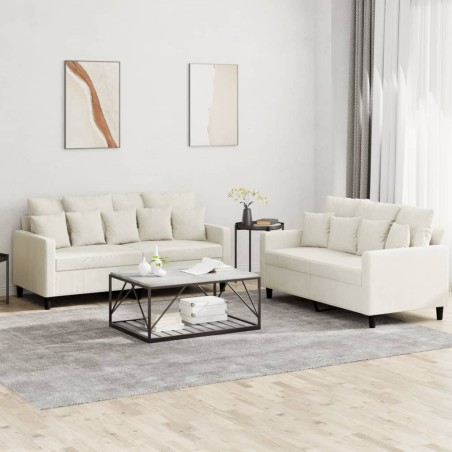 vidaXL Set di Divani 2 pz con Cuscini Crema in Velluto