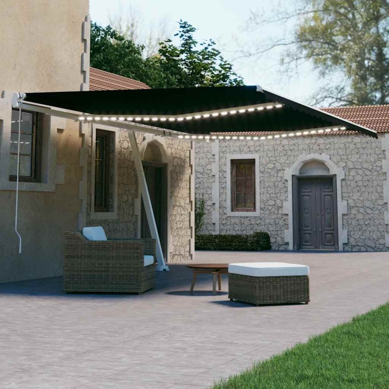 vidaXL Tenda Automatica con Sensore Vento e LED 500x300 cm Antracite vidaXL Tenda Automatica con Sensore Vento e LED 500x300 cm Antracite