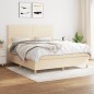 vidaXL Giroletto a Molle con Materasso Crema 160x200 cm in Tessuto