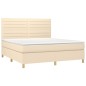 vidaXL Giroletto a Molle con Materasso Crema 160x200 cm in Tessuto