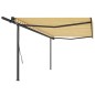vidaXL Tenda da Sole Retrattile Automatica Pali 5x3 m Gialla Bianca vidaXL Tenda da Sole Retrattile Automatica Pali 5x3 m Gialla Bianca