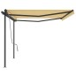 vidaXL Tenda da Sole Retrattile Automatica Pali 5x3 m Gialla Bianca vidaXL Tenda da Sole Retrattile Automatica Pali 5x3 m Gialla Bianca