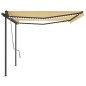 vidaXL Tenda da Sole Retrattile Manuale con LED 5x3 m Gialla Bianca vidaXL Tenda da Sole Retrattile Manuale con LED 5x3 m Gialla Bianca