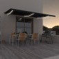 vidaXL Tenda da Sole Retrattile Manuale con LED 600x350 cm Antracite vidaXL Tenda da Sole Retrattile Manuale con LED 600x350 cm Antracite
