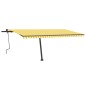 vidaXL Tenda da Sole Retrattile Manuale LED 500x300 cm Gialla Bianca vidaXL Tenda da Sole Retrattile Manuale LED 500x300 cm Gialla Bianca