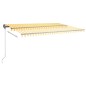 vidaXL Tenda da Sole Retrattile Manuale LED 500x300 cm Gialla Bianca vidaXL Tenda da Sole Retrattile Manuale LED 500x300 cm Gialla Bianca