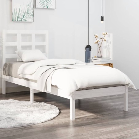 vidaXL Giroletto Bianco in Legno Massello 90x190 cm Single