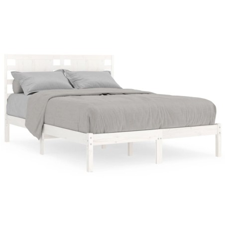vidaXL Giroletto Bianco in Legno Massello 120x190 cm Small Double