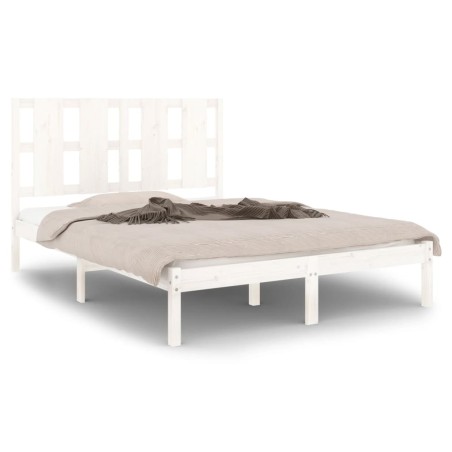 vidaXL Giroletto Bianco in Legno Massello 120x190 cm Small Double