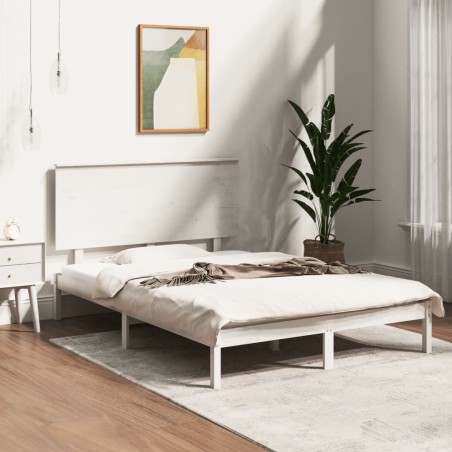 vidaXL Giroletto Bianco in Legno Massello 120x190 cm Small Double