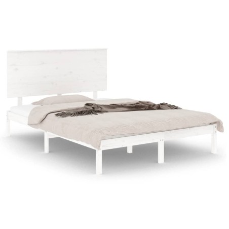 vidaXL Giroletto Bianco in Legno Massello 120x190 cm Small Double