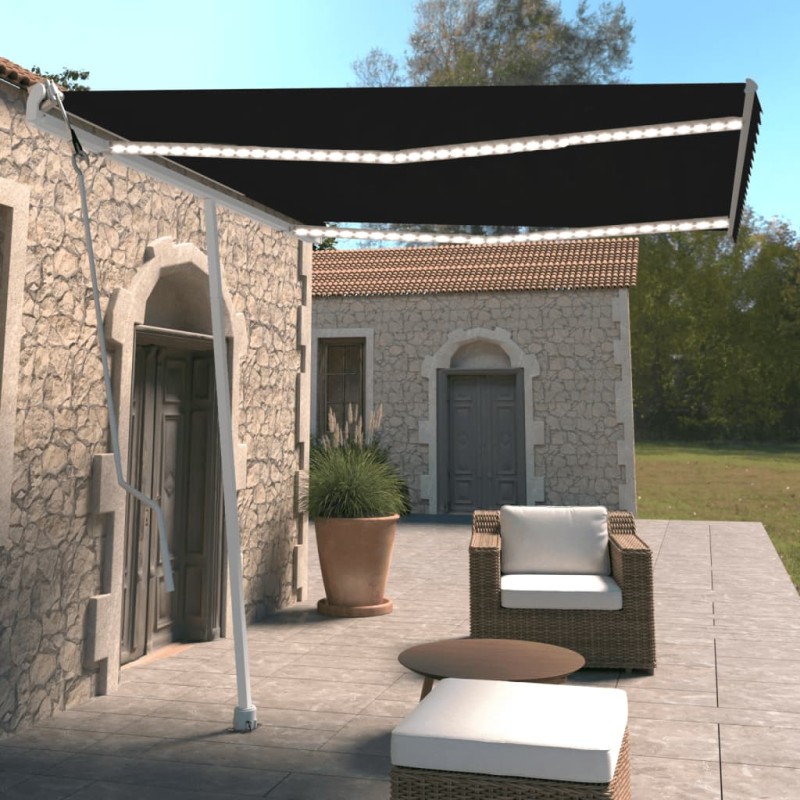 vidaXL Tenda Automatica con Sensore Vento e LED 300x250 cm Antracite vidaXL Tenda Automatica con Sensore Vento e LED 300x250 cm Antracite
