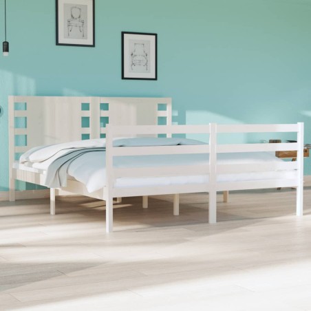vidaXL Giroletto senza Materasso Bianco 135x190 cm Legno Massello Pino