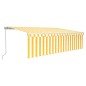 vidaXL Tenda Sole Retrattile Manuale Parasole LED 5x3m Gialla Bianca vidaXL Tenda Sole Retrattile Manuale Parasole LED 5x3m Gialla Bianca