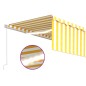 vidaXL Tenda Sole Retrattile Manuale Parasole LED 5x3m Gialla Bianca vidaXL Tenda Sole Retrattile Manuale Parasole LED 5x3m Gialla Bianca