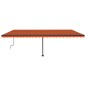 vidaXL Tenda da Sole Retrattile Manuale LED 600x350 cm Arancio Marrone vidaXL Tenda da Sole Retrattile Manuale LED 600x350 cm Arancio Marrone