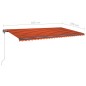 vidaXL Tenda da Sole Retrattile Manuale LED 600x350 cm Arancio Marrone vidaXL Tenda da Sole Retrattile Manuale LED 600x350 cm Arancio Marrone