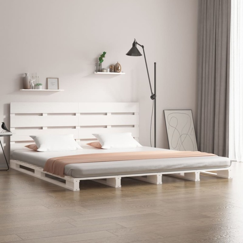vidaXL Giroletto Bianco Legno Massello di Pino 120x190 cm Small Double vidaXL Giroletto Bianco Legno Massello di Pino 120x190 cm Small Double